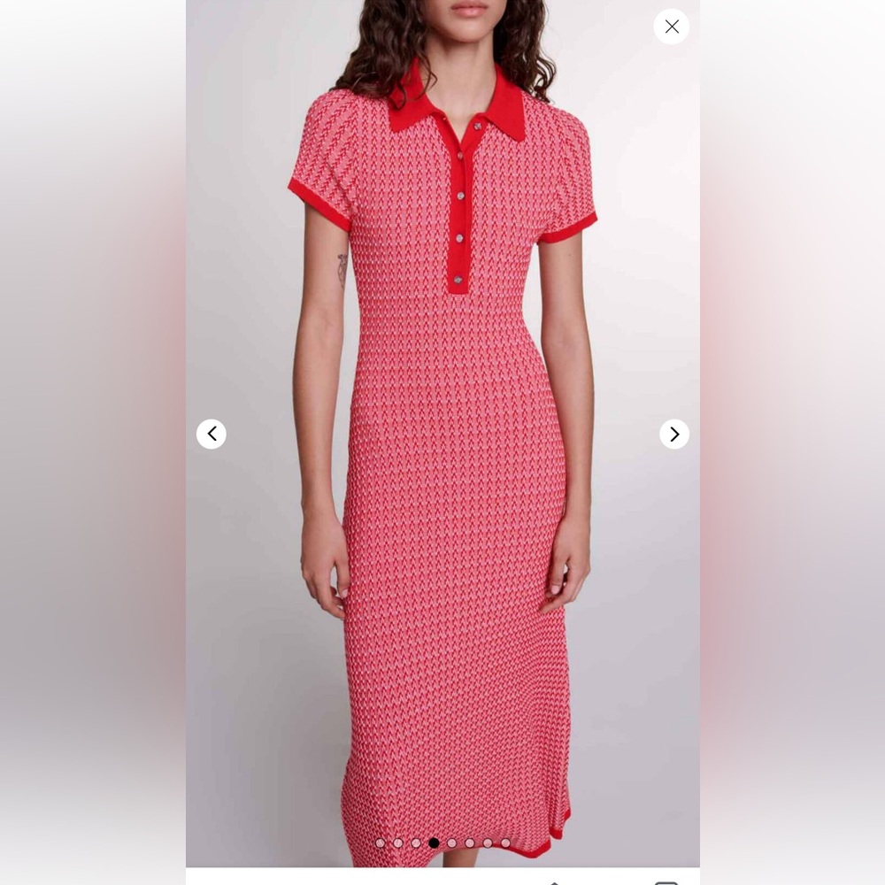 Maje Red Polo Midi Dress